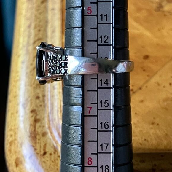 Natural Black Spinel Sterling Silver Ring Set Size 6 - Picture 9 of 11